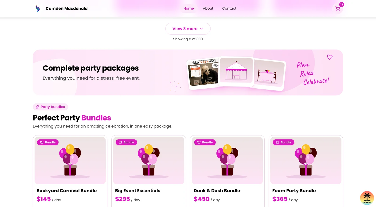 Storefront: party bundles