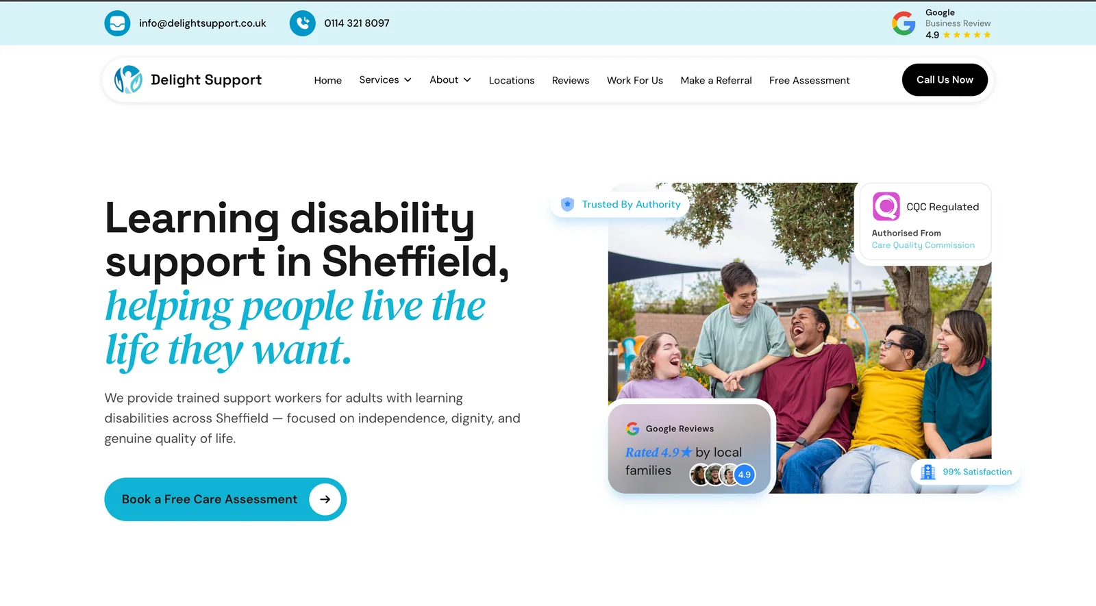 Learning disability support service page