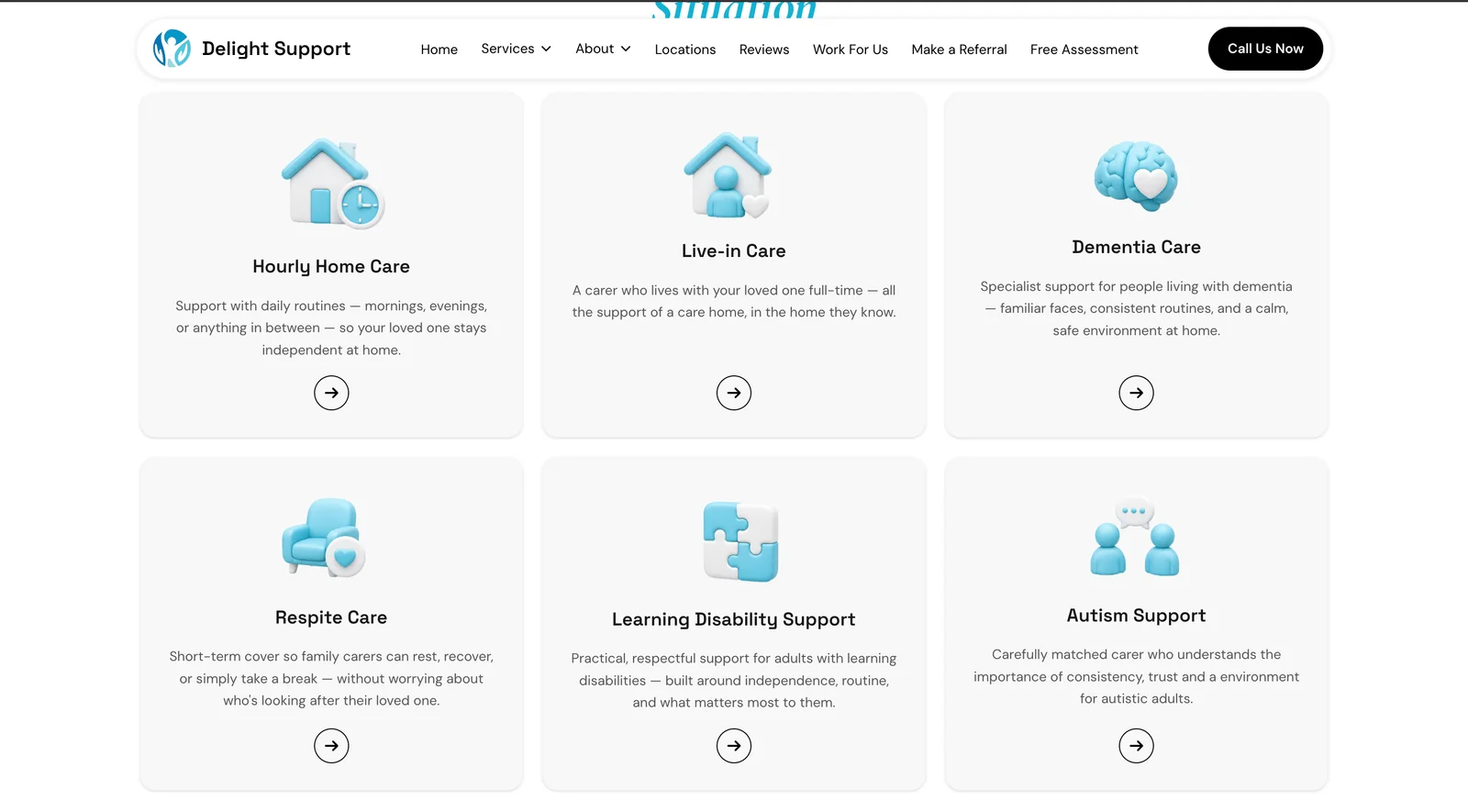 Delight Support services: hourly, live-in, dementia, respite, learning disability and autism support