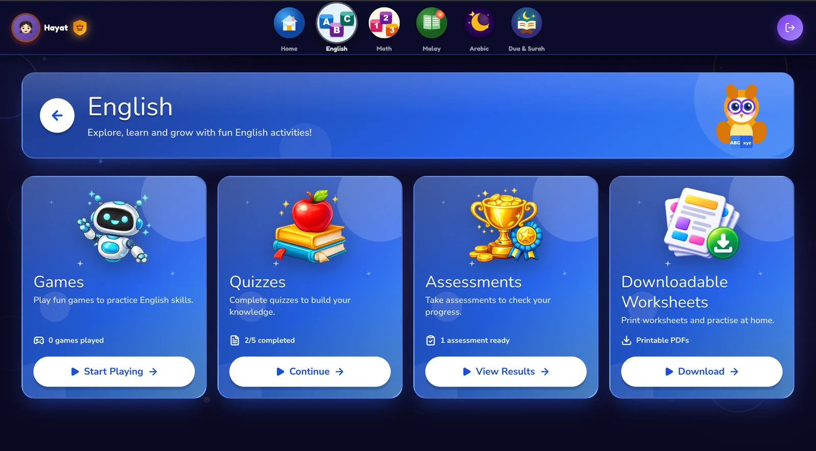 English subject: games, quizzes, assessments and worksheets