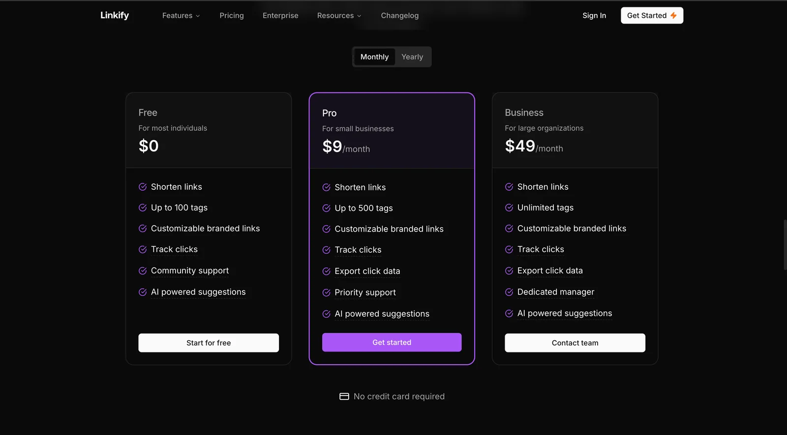 Pricing: Free, Pro and Business plans